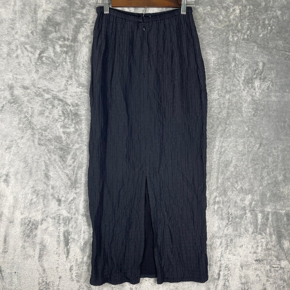 Eileen Fisher Maxi Skirt Womens S Black Very Good Textured Wool Blend Italian - Picture 3 of 7